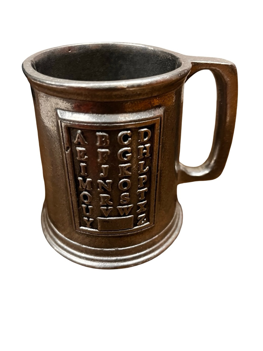 Vtg Wilton Armetale Pewter ABC Alphabet Cup Mug Tankard RWP USA Fantasy Medieval